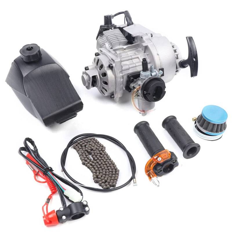 Begoniape 49CC 2 Takt Motor Zugstartmotor Dirt Bike Motor Kit mit Kraftstofftank Scooter Luftbetriebene für Mini Dirt Bike ATV Scooter von Begoniape