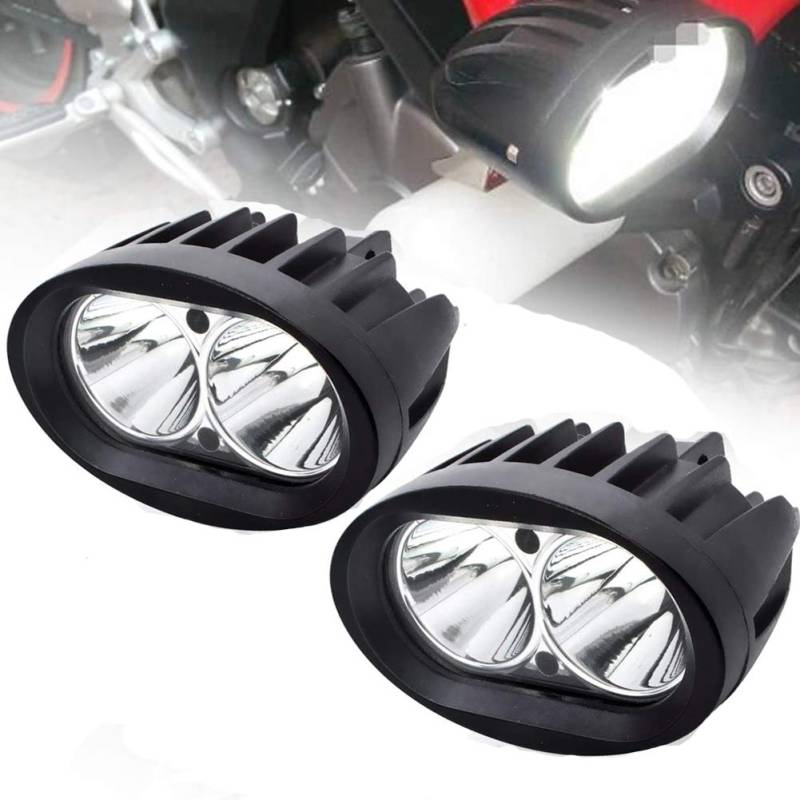 BeiLan 2Pcs Zusatzscheinwerfer Motorrad LED,Scheinwerfer Motorrad,Nebelscheinwerfer Motorrad Schwarz,LED Arbeitsscheinwerfer,Spotlicht Lampe 12V 24V 20W 1800LM Cree 6500K von BeiLan