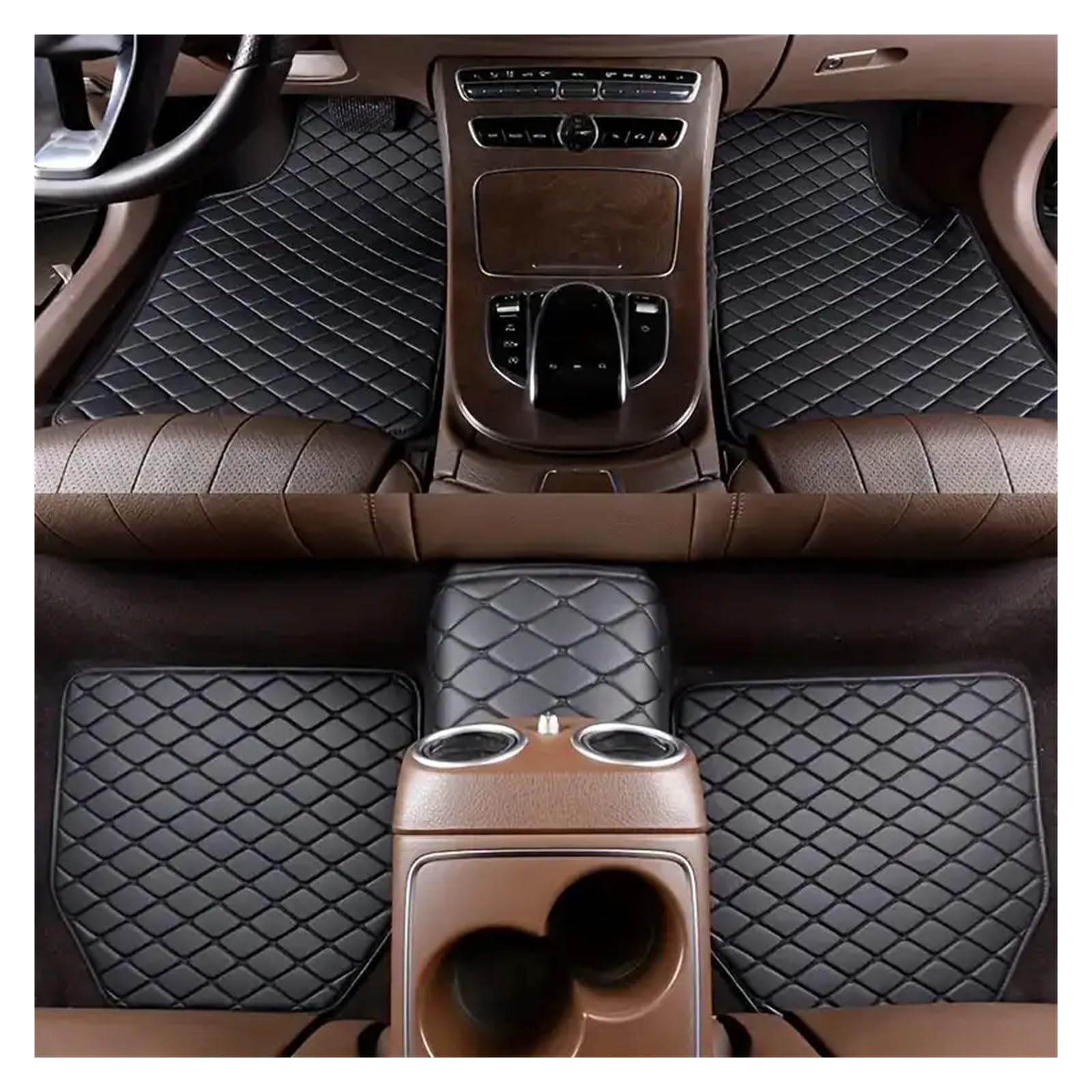 Allwetter Bodenmatten 5 Stücke wasserdichte Leder Auto Fußmatten Universal Auto Fuß Pad Protector Automobil Innen Teppich Innen Auto Fußteppich(Black) von BeiZhengbhD