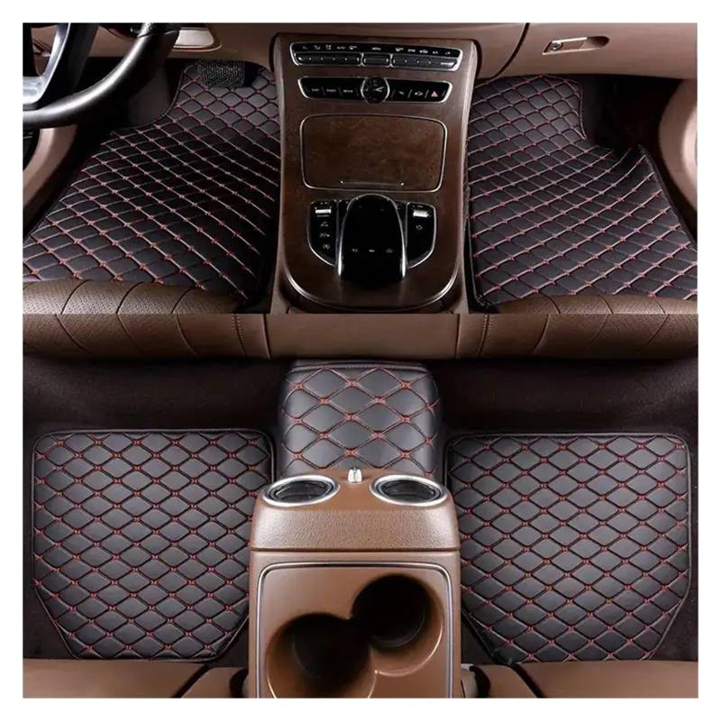 Allwetter Bodenmatten 5 Stücke wasserdichte Leder Auto Fußmatten Universal Auto Fuß Pad Protector Automobil Innen Teppich Innen Auto Fußteppich(Black-red) von BeiZhengbhD