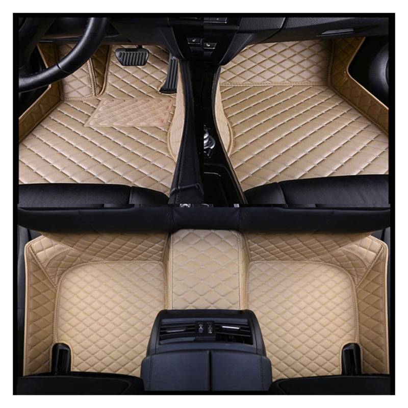 Allwetter Bodenmatten Auto-Fußmatten Lederteppich Für Mini Für Cooper Für R56 Für F55 Für F56 Für F57 Autozubehör Auto Fußteppich(Beige) von BeiZhengbhD