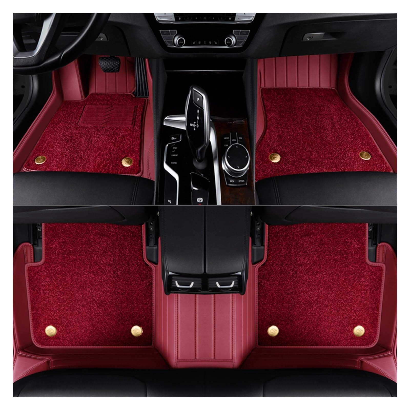 Allwetter Bodenmatten Auto-Fußmatten Teppiche Styling Innenausstattung Für 5-Sitzer Für E46 Für E60 Für E39 Für F30 Auto Fußteppich(Burgundy) von BeiZhengbhD