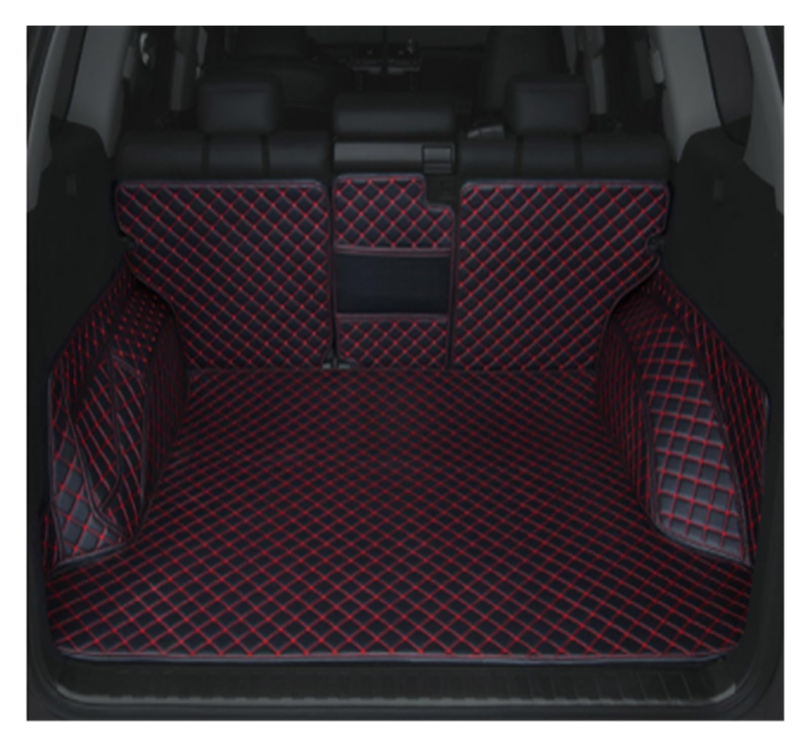 Autoschutzwanne Auto-Kofferraummatten Anti-Schmutz-Pads Teppiche Für Toyota Für Prado 150 2010 2011 2012 2013 2017 2018 Kofferraumwanne(Black red) von BeiZhengbhD