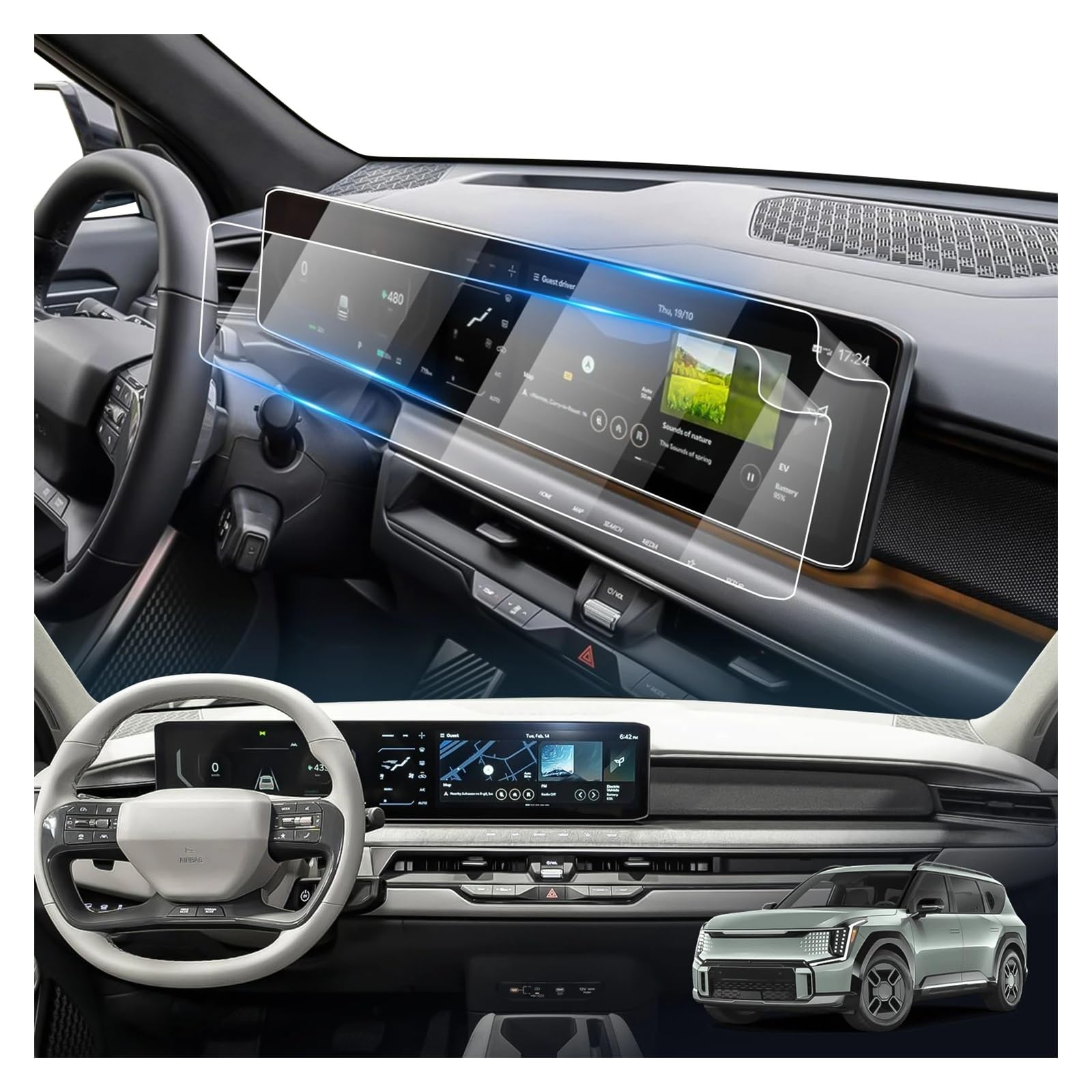 Navigation Schutzfolie Für Kia Für EV9 2023 2024 Auto Zentrale Steuerung Informationen Display Auto Nano Screen Protector GPS Displayschutzfolie von BeiZhengbhD