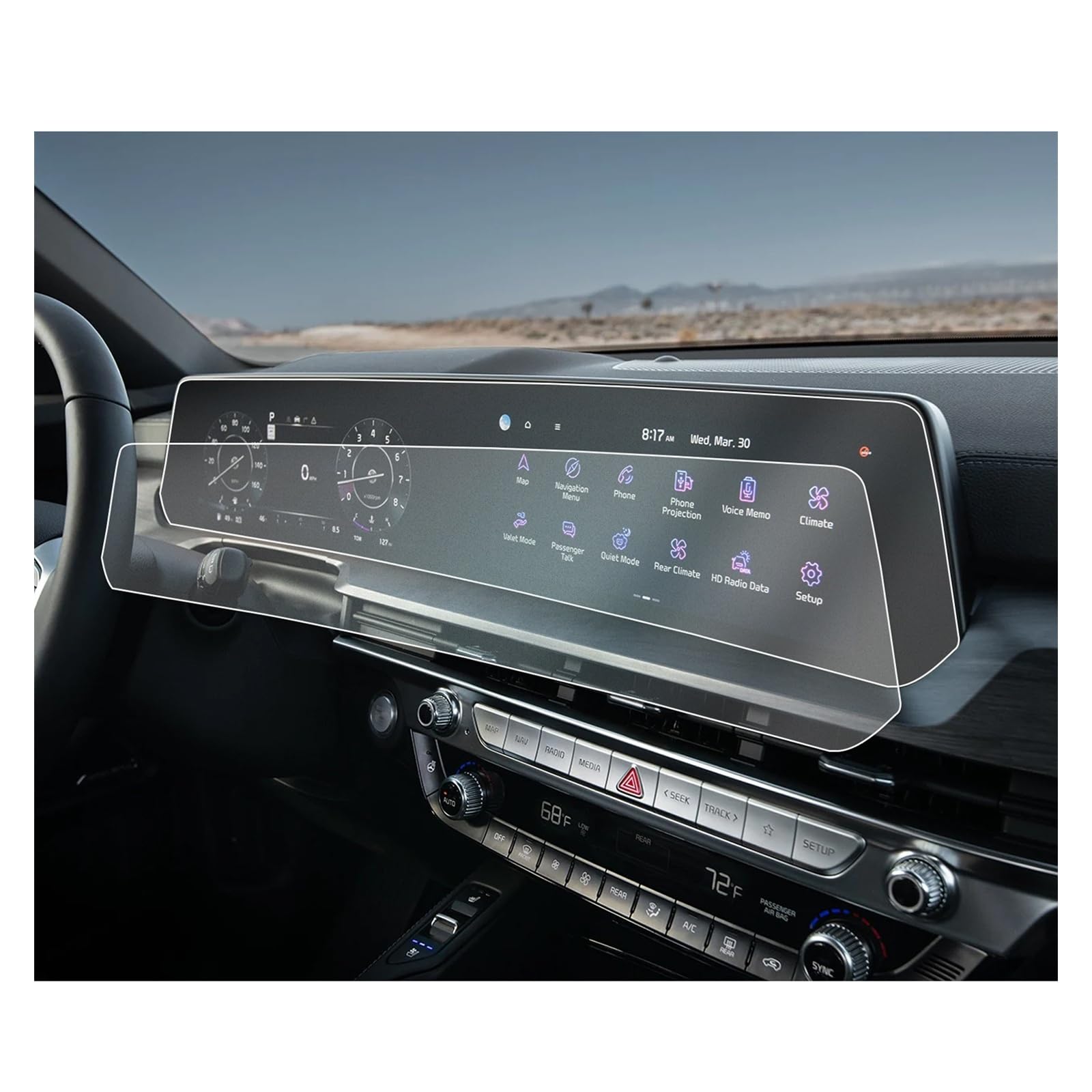 Navigation Schutzfolie Für Kia Für Telluride 2023 Auto Zentrale Steuerung Informationen Display Auto 2023 Zubehör Nano Screen Protector GPS Displayschutzfolie(12.3-Inch) von BeiZhengbhD