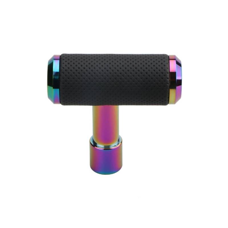 Schaltknauf PU Leder Schaltknauf Joystick T-Griff Hammer Fit Für at Für MT Auto Shifter Hebel Griff Aluminium Legierung Zubehör Schaltknauf(Neo Chrome) von BeiZhengbhD