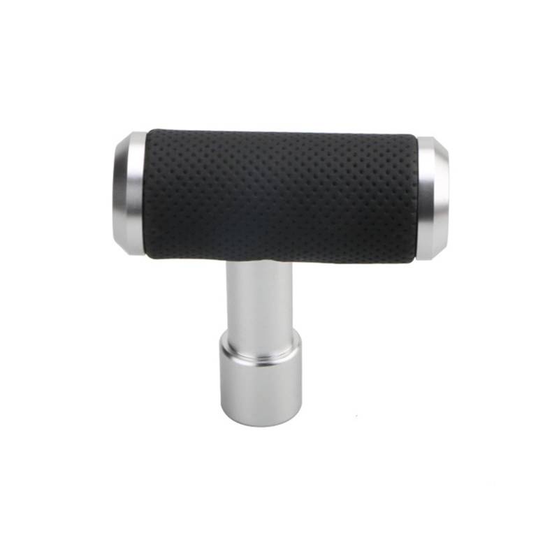 Schaltknauf PU Leder Schaltknauf Joystick T-Griff Hammer Fit Für at Für MT Auto Shifter Hebel Griff Aluminium Legierung Zubehör Schaltknauf(Silver) von BeiZhengbhD