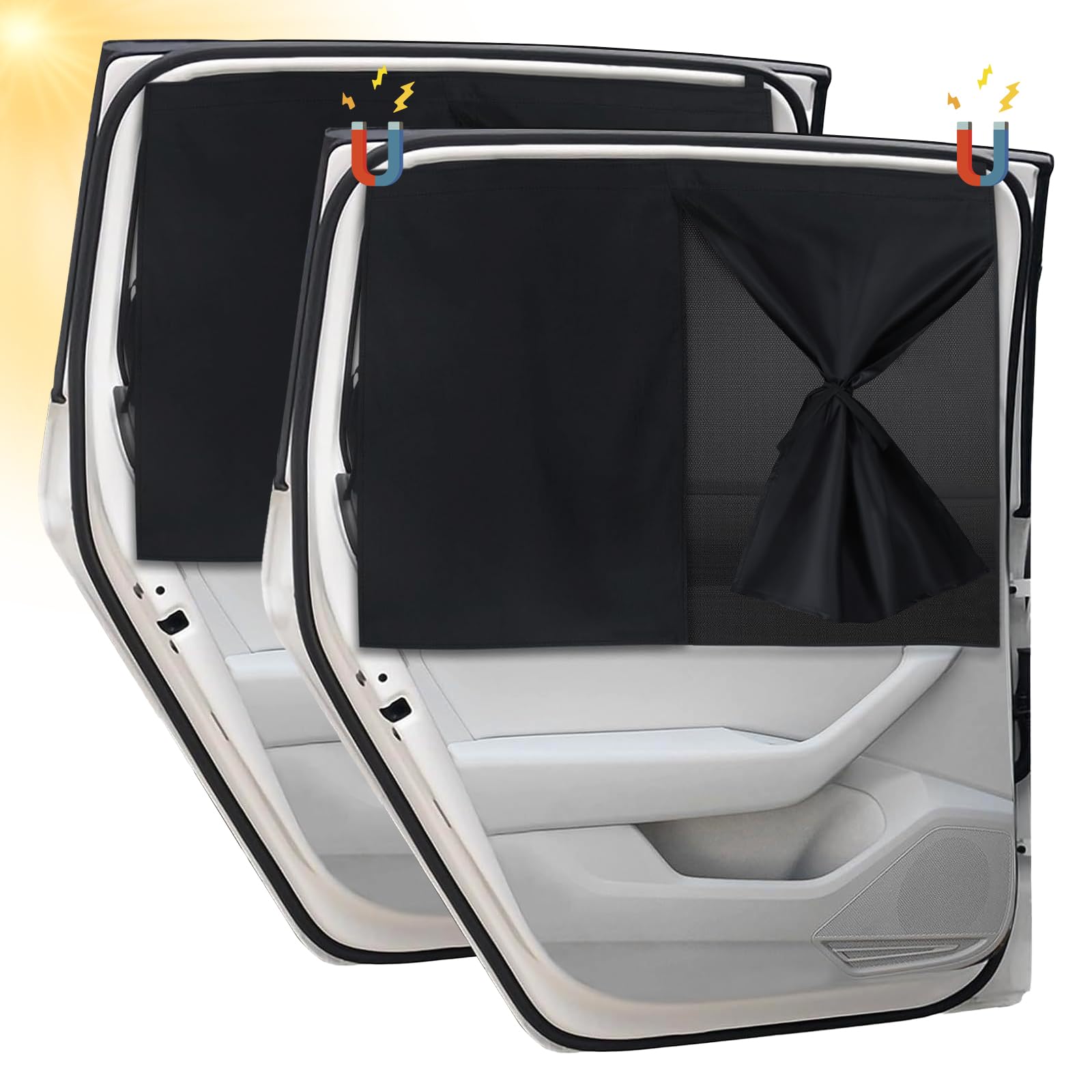 2 Stück Sonnenschutz Auto Baby, Sonnenschutz Auto Seitenscheibe mit UV Schutz, Autofenster Vorhang, Magnetisch autovorhang, Car Shades, Doppelte Lage Privatsphäre Fenster Verdunkelung von Beibeijia