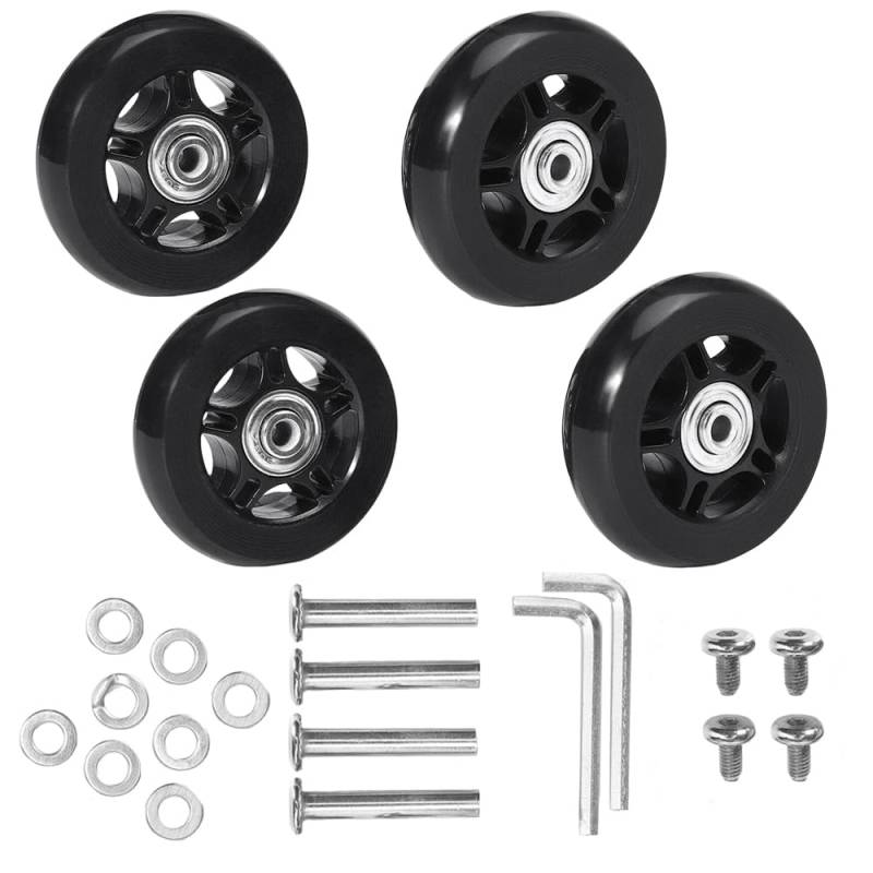 4 Stück Kofferrollen Ersatzrollen 45mm x 18 mit, Koffer Rollen Ersatz Gepäck Ersatzräder 45mm x 18mm,mit kugellager Ersatzteile Reparatur Set von Bekasa