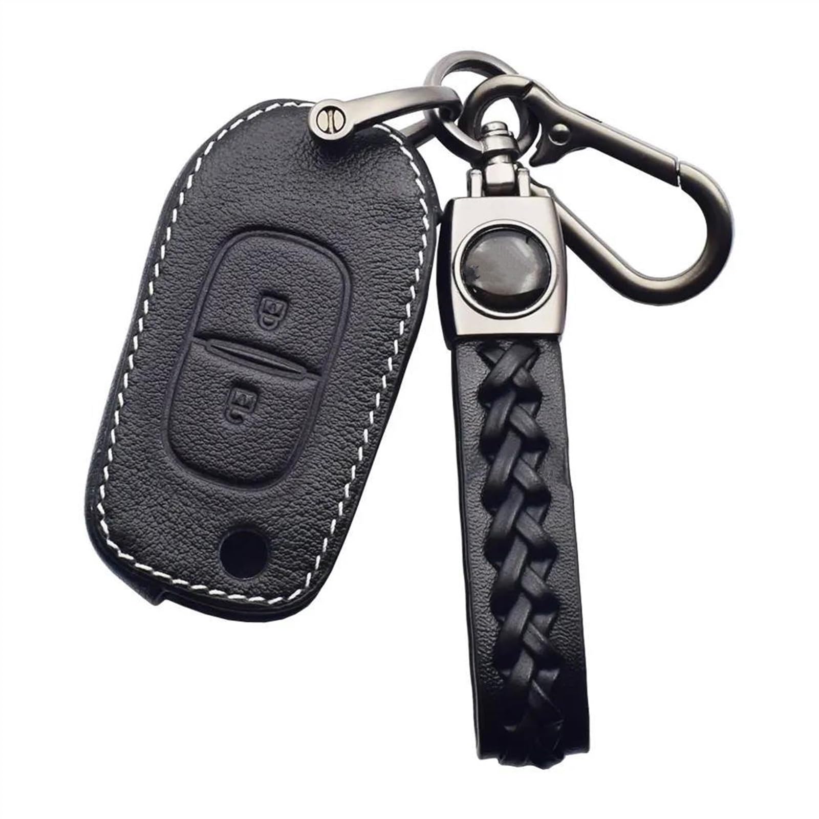 Autoschlüssel Hülle Für R&ENAULT für Duster für Captur 2019 2020 Leder Autoschlüsseletui Schlüsselanhänger 2 Tasten Flip Control Schutzabdeckung(Style 1) von Bekuyu
