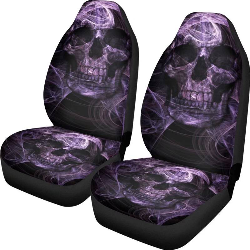 Belidome Autositzbezug mit Totenkopf-Motiv, komplettes Set, universal, strapazierfähig, 2-teiliges Set von Belidome