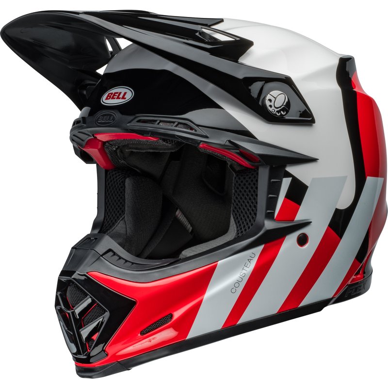 Bell Moto-9S Flex Helm - Hello Cousteau Stripes Gloss White/Red... von Bell