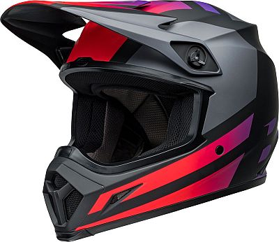 Bell MX-9 MIPS Alter Ego, Motocrosshelm - Matt Schwarz/Grau/Rot/Lila - XL von Bell