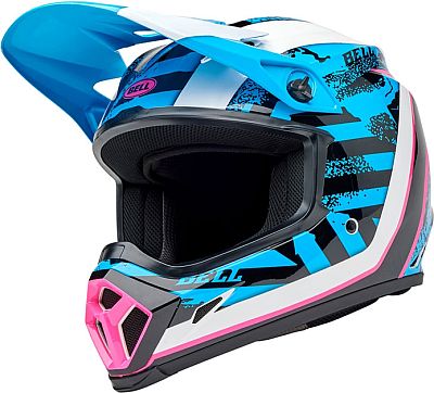 Bell MX-9 MIPS Breakdance, Motocrosshelm - Hellblau/Schwarz/Weiß/Pink - L von Bell