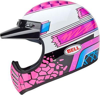 Bell Moto-3 Deathspray, Motocrosshelm - Weiß/Pink/Schwarz/Hellblau/Pink/Weiß - L von Bell