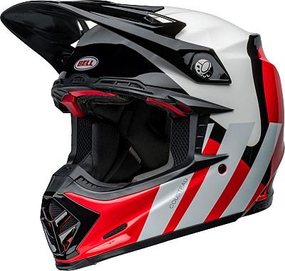 Bell Moto-9S Flex Hello Cousteau Stripes, Motocrosshelm - Schwarz/Weiß/Rot - L von Bell