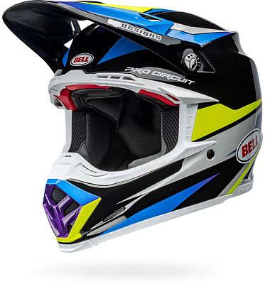 Bell Moto-9S Flex Pro Circuit 24, Motocrosshelm - Schwarz/Blau/Neon-Gelb - XL von Bell