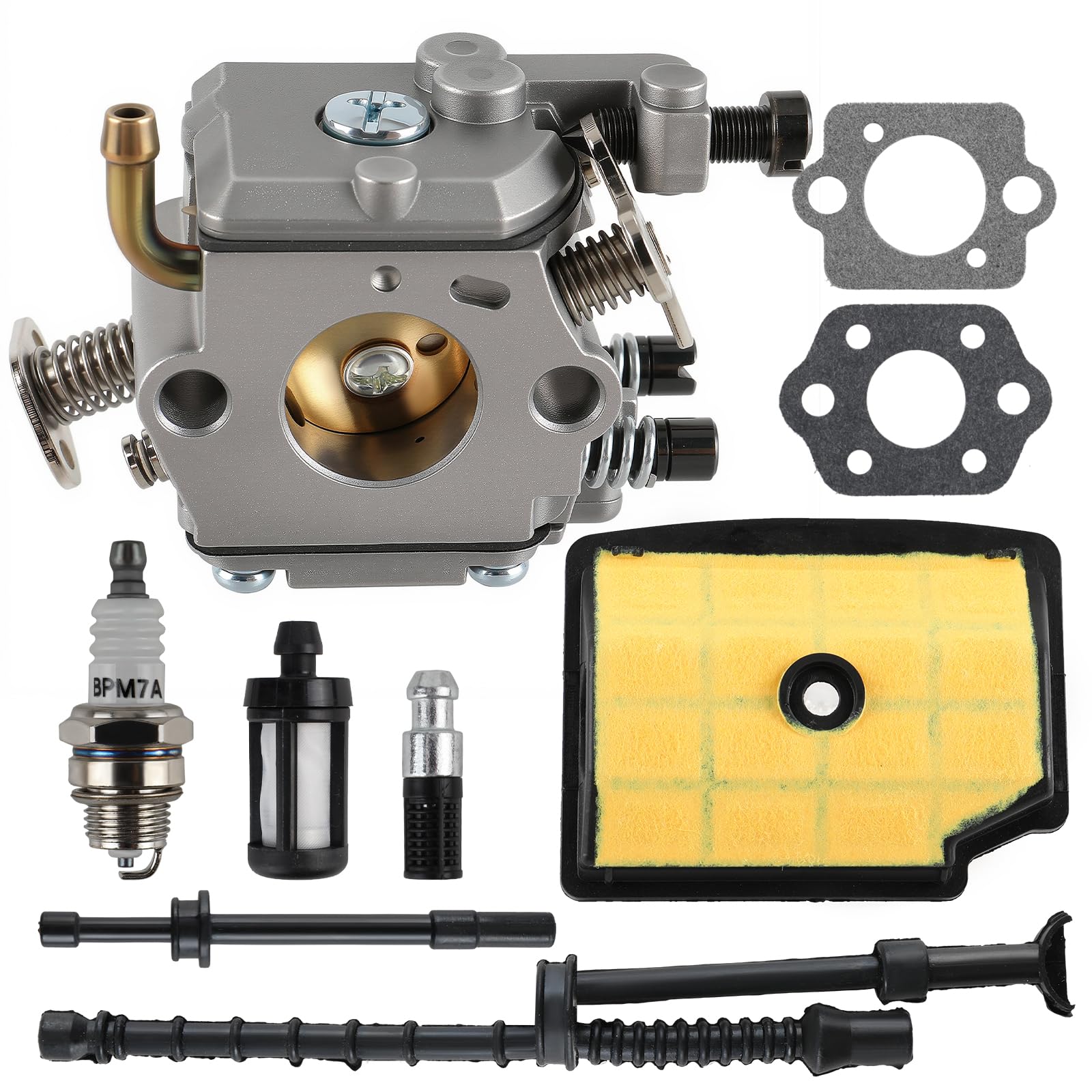 BenTsD Kompatibel mit MS200 C1Q-S126B Vergaser für Stihl MS200 MS200T 020T 020 Kettensägenvergaser mit Luftfilter-Kraftstoffleitungsschlauch, ersetzt 1129 120 0653, MS200T Vergaser von BenTsD