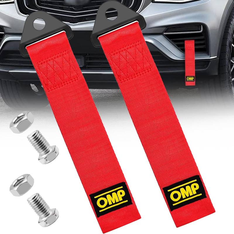 Benaton 2 Stück Abschleppseil für Rennwagen, Nylon Anhänger Abschleppseile, Stoßstangen Abschleppseile Abschleppschlaufe, Tow Strap Hook Tau Motorsport Rally Racing, Tragen 2 Tonnen Gewicht(Rot) von Benaton