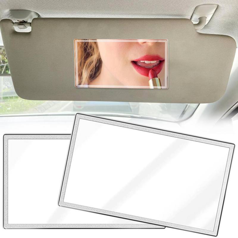 Benaton 2 Stück Auto Kosmetikspiegel Edelstahl, Auto Sonnenblende HD Make-up Spiegel, Sonnenschutz Kosmetikspiegel Sonnenblende, für Auto Badezimmer- Oder Schlafzimmerwand(4,3x 2,6Zoll) von Benaton