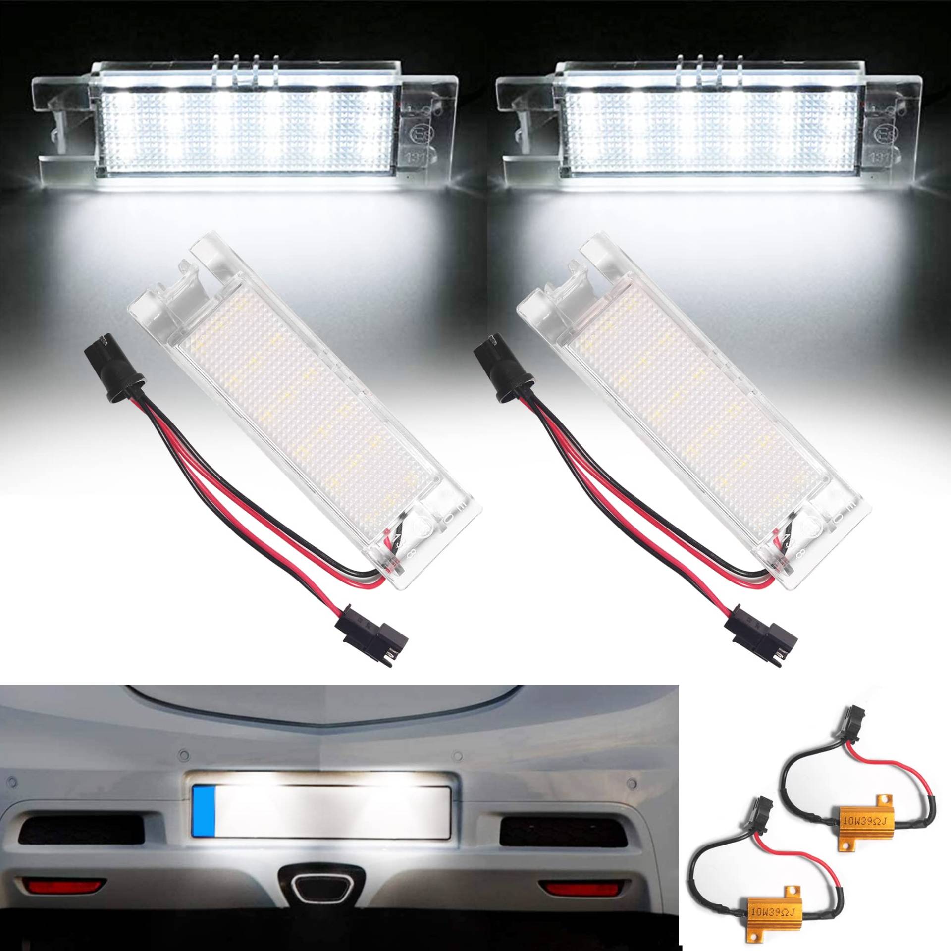 Beneges 2 Stücke Fehlerfrei Xenon Lampe Weiß LED Kennzeichenleuchte Kompatibel mit 2005-2011 Adam Zafira B, 2004-2009 Astra H, 2006-2011 Corsa D，2008-2013 Insignia Hintere Kennzeichenleuchten von Beneges