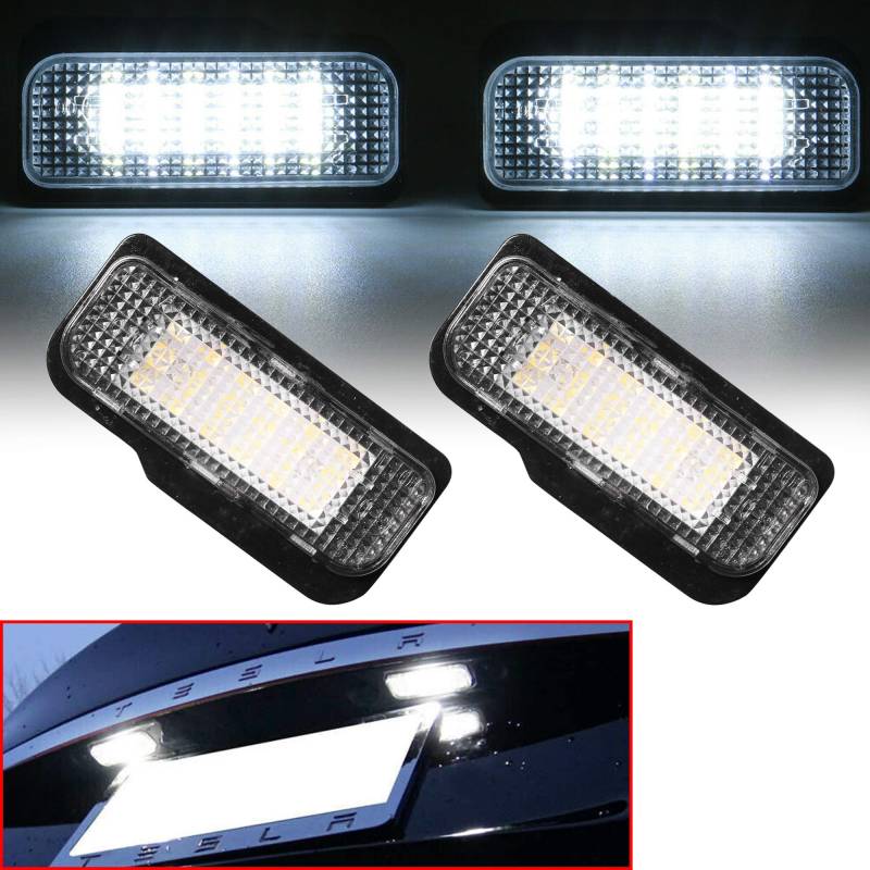 Beneges 2 Stücke Fehlerfrei Xenon Weiß LED Kennzeichenleuchte Kompatibel mit 2002-2011 MBZ C E CLS SLK Klasse W203 W211 W219 R171, 2012-2016 Tesla Model S 2038200256, 600770000A von Beneges