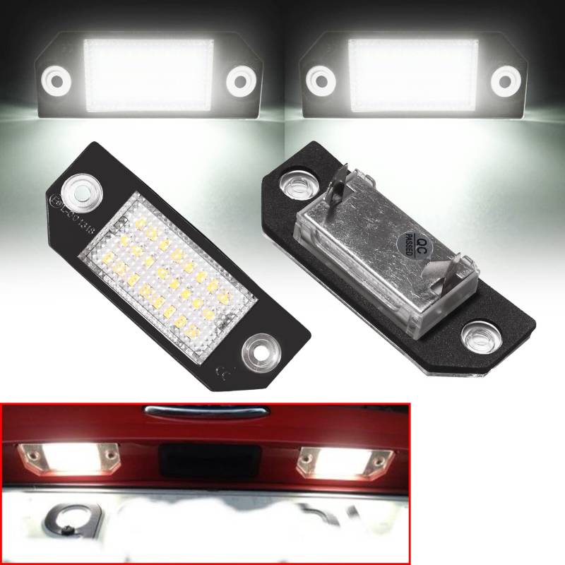 Beneges 2 Stücke Fehlerfrei Xenon Weiß LED Kennzeichenleuchte Kompatibel mit 2003-2010 Ford Focus MK2 2 C-Max MK 1 MK1 Hintere Kennzeichenleuchten Lampe von Beneges