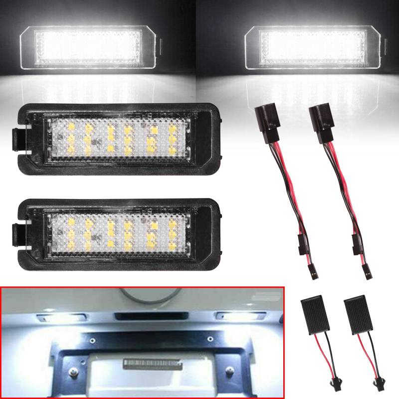 Beneges 2 Stücke Fehlerfrei Xenon Weiß Led Kennzeichenbeleuchtung Kompatibel mit 1998-2014 Vw Cc Eos Golf Gti Rabbit Passat Polo Porsche Cayman Cayenne 987 911 Hinten von Beneges