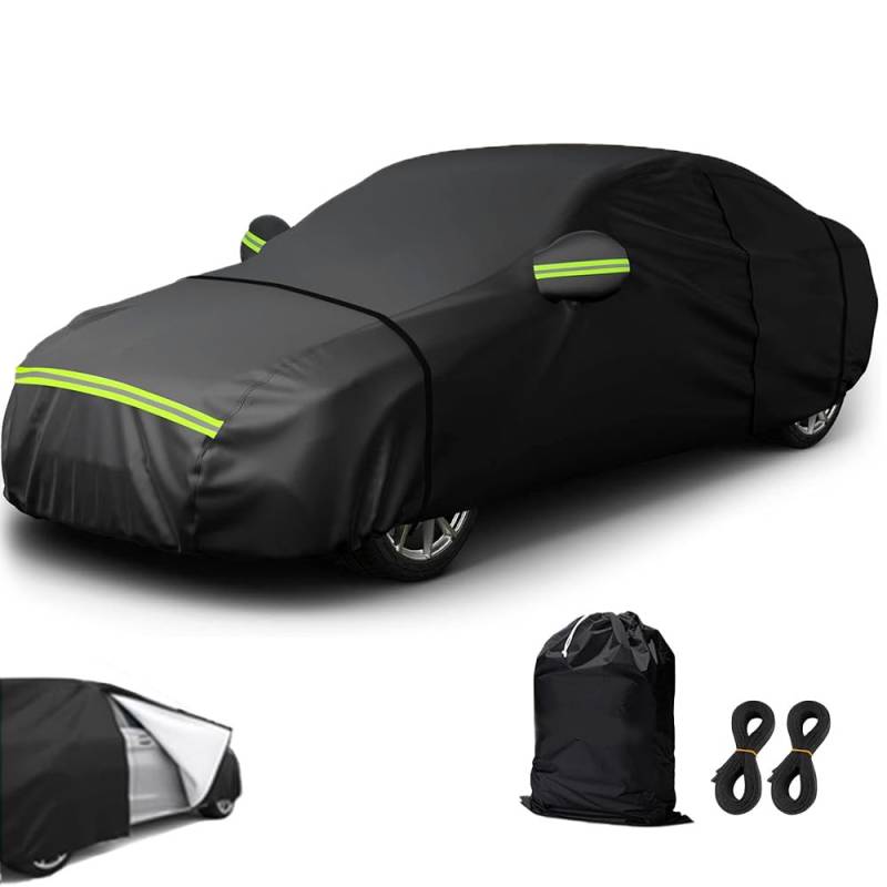 Autoabdeckung Winter Vollgarage Auto Abdeckplane Staubdicht Wasserdicht Autohülle Autoplane Schwarz Car Cover Sedan Autohülle für 420-530 (420×170×145cm) von Benessit