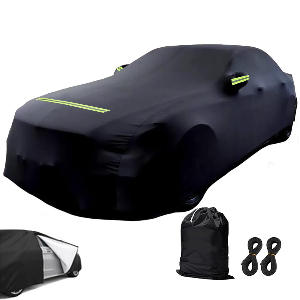 Autoabdeckung Winter Vollgarage Auto Abdeckplane Staubdicht Wasserdicht Autohülle Autoplane Schwarz Car Cover Sedan Autohülle für 420-530 (465×180×150cm) von Benessit