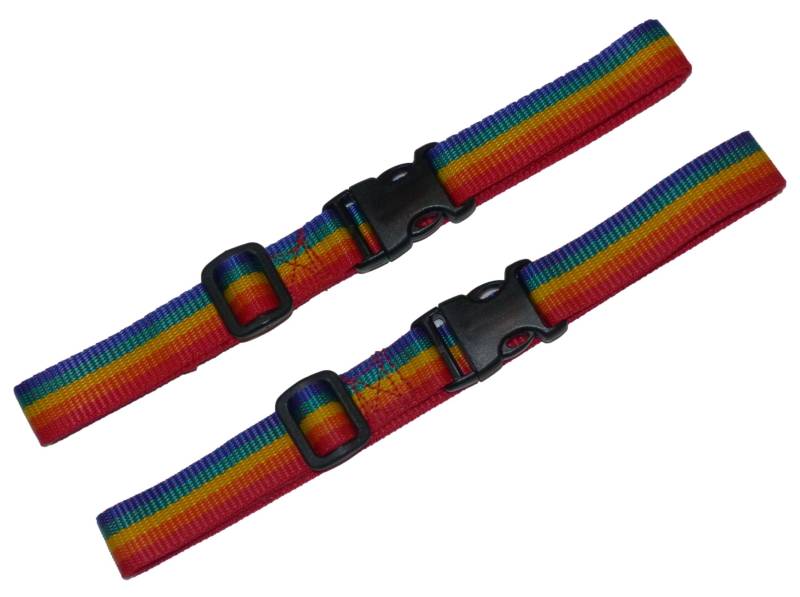 25 mm Gurtband mit Schnellverschluss und längenverstellbaren Schnallen (2 Stück) (Regenbogen, 60cm) von Benristraps