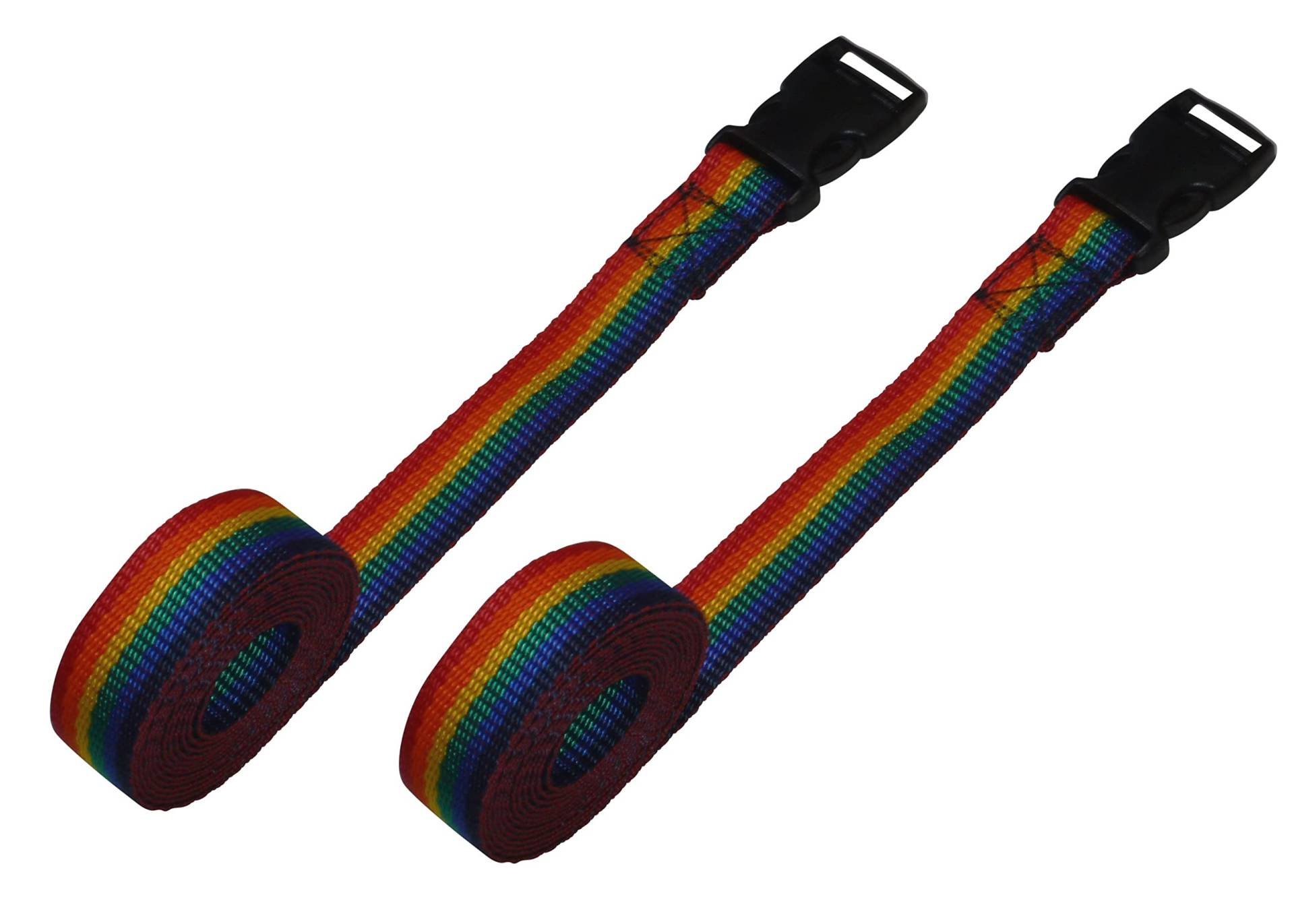 25 mm Gurtband mit seitlicher Verschlussschnalle (2 Stück) (Regenbogen, 2 Meter) von Benristraps