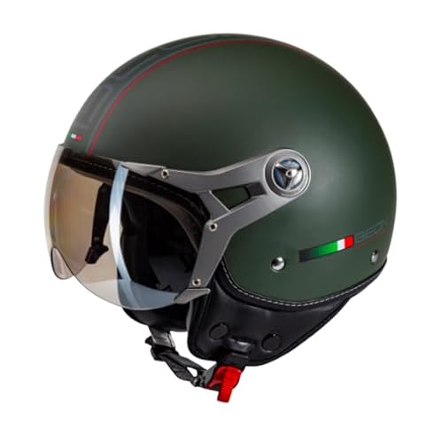 BEON Design-B Rollerhelm mit Visier – Geeignet als Mofa-Motorradhelm – Retro-Rollerhelm – Erwachsene – Inkl. Helmtasche von Beon