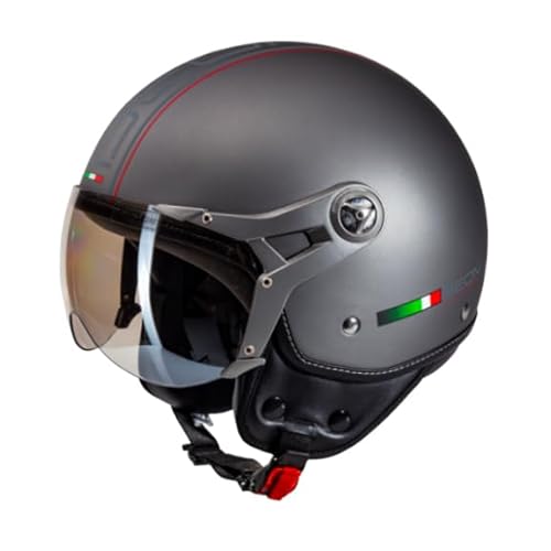 BEON Design-B Rollerhelm mit Visier – Geeignet als Mofa-Motorradhelm – Retro-Rollerhelm – Erwachsene – Inkl. Helmtasche von Beon