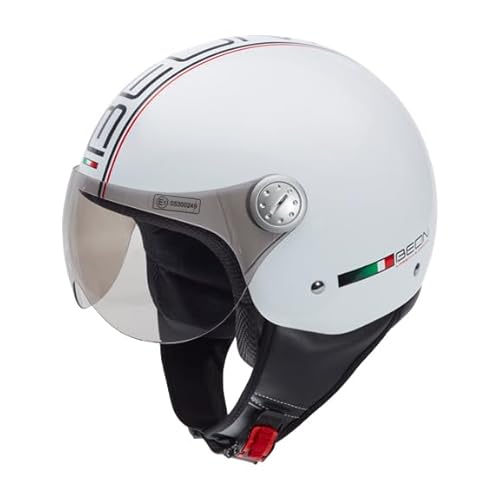 BEON Design Jethelm mit Visier Herren & Damen ECE 22.06 - Scooter-Moped-Motorradhelm – Retro-Helm Scooter für Erwachsene - Vespa Helm - Scooter Helm - Rollerhelm - Jethelme inkl. Gratis Helmtasche von Beon