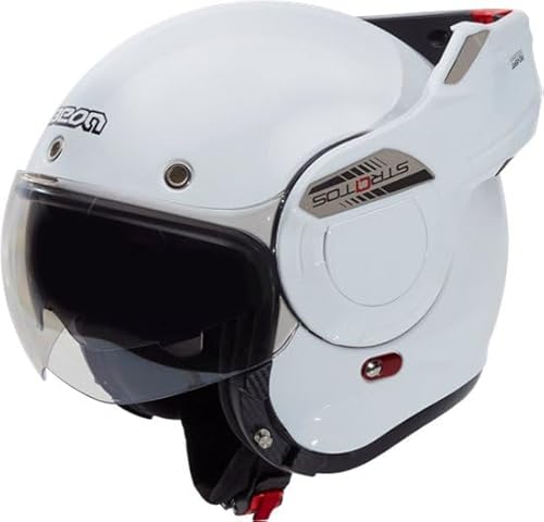 BEON Stratos Sportlicher Fighterjet-Systemhelm Klapphelme mit Visier und Sonnenblende ECE 22.06 - Rollerhelm Sonnenblende - Motorradhelm Damen & Herren - Integralhelm 180° Klappbar - Anti-Kratz-Visier von Beon