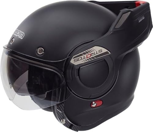 BEON Stratos – Sportlicher Fighterjet-Systemhelm – ECE 22.06 zugelassen, Rollerhelm, Motorradhelm, Helm für Motorrad, Roller, Moped, Moped von Beon