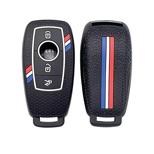 Berfea Autoschlüssel Hülle Schlüsselhülle Cover aus Silikon Autozubehör kompatibel mit Mercedes Benz A B C E G S R Class GLA GLB GLC GLE GLS SL SLK 3-Tasten Smartkey von Berfea