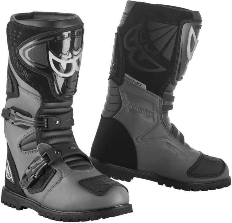 Berik All Terrain Adventure wasserdichte Motorradstiefel, schwarz/grau, 44 von Berik