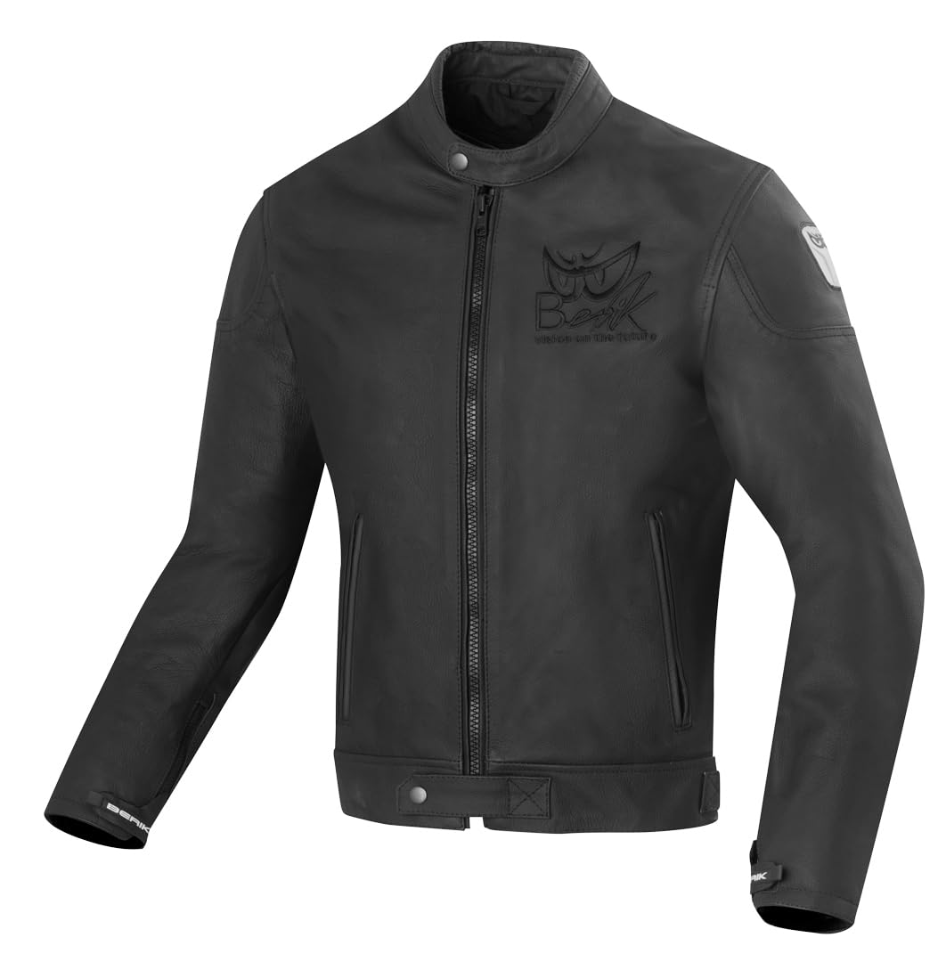 Berik Classic Racer Motorrad Lederjacke, schwarz, 56 von Berik