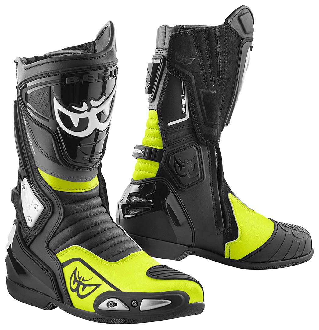 Berik Donington Motorradstiefel, schwarz/neon-gelb, 46 von Berik