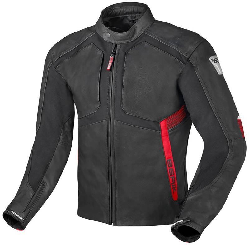 Berik Flexius Motorrad Lederjacke, schwarz/rot, 56 von Berik