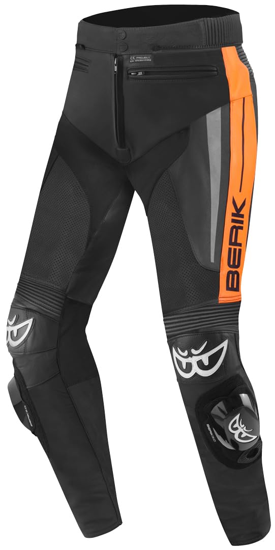 Berik Kendo Motorrad Lederhose, schwarz/orange, 50 von Berik