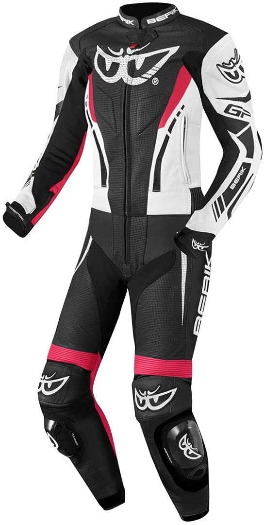 Berik Monza Damen 2-Teiler Motorrad Lederkombi, schwarz/weiß/pink, 44 von Berik