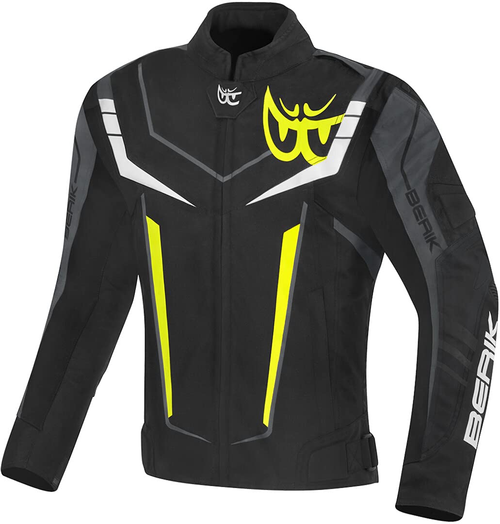 Berik Radic Evo Plus wasserdichte Motorrad Textiljacke, schwarz/weiß/gelb/grau, 52 von Berik