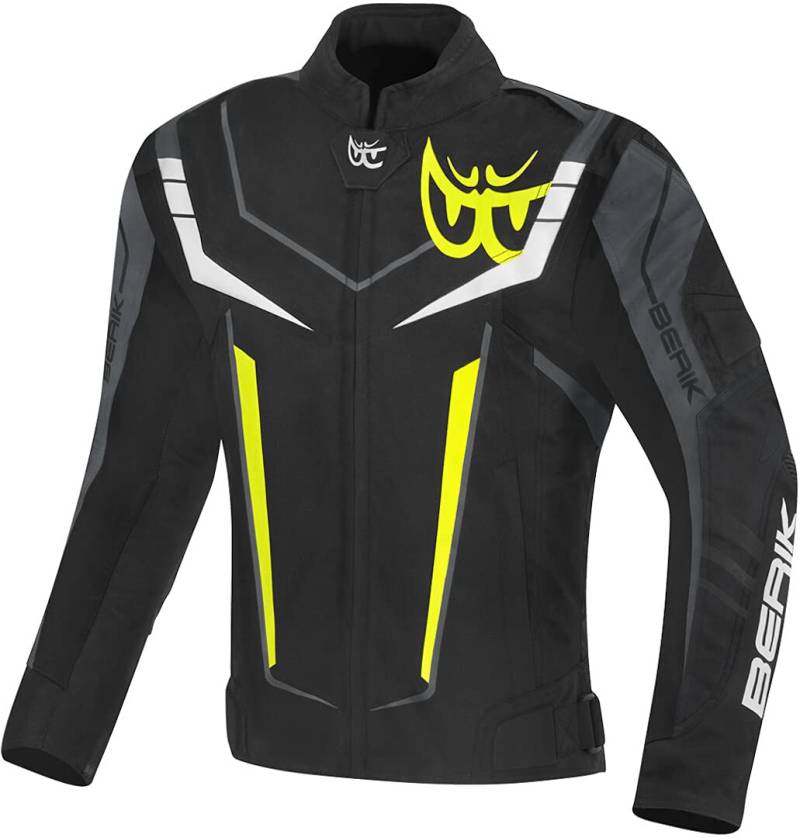 Berik Radic Evo Plus wasserdichte Motorrad Textiljacke, schwarz/weiß/gelb/grau, 54 von Berik