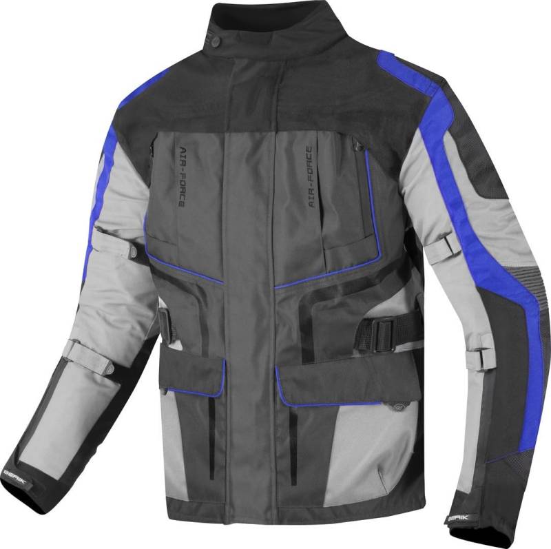 Berik Safari wasserdichte 3in1 Motorrad Textiljacke, schwarz/blau, 56 von Berik