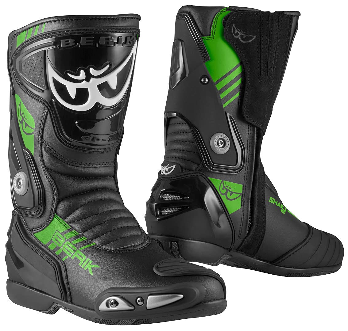 Berik Shaft 3.0 Motorradstiefel, schwarz/grün, 43 von Berik