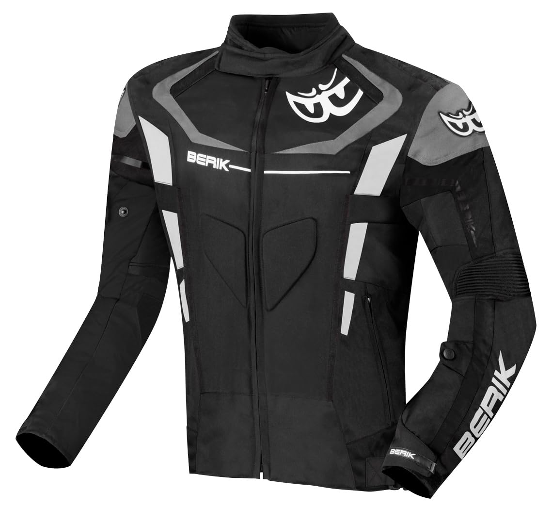 Berik Torino Evo wasserdichte Motorrad Textiljacke, schwarz/grau, 54 von Berik