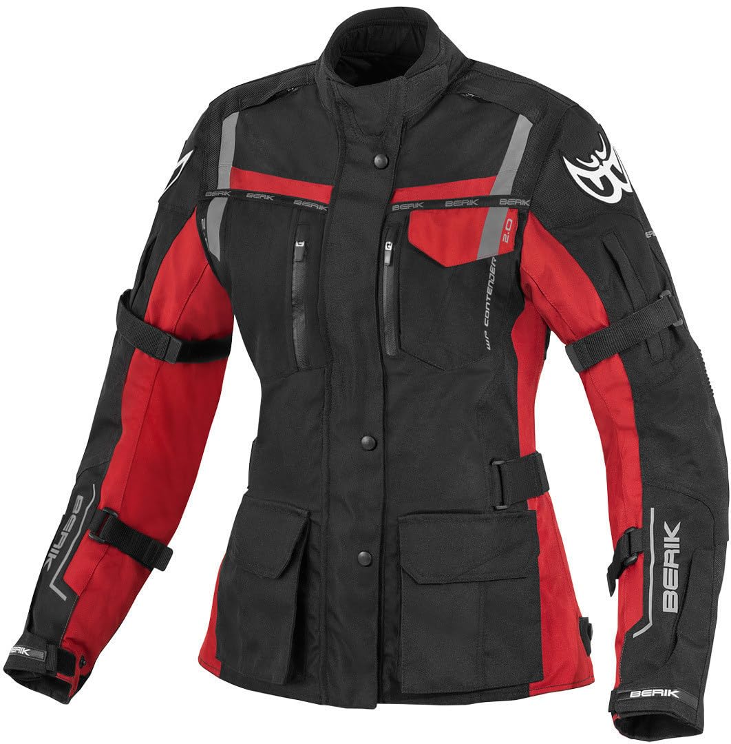 Berik Torino wasserdichte Damen Motorrad Textiljacke, schwarz/rot, 38 von Berik